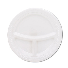 Dart Mediumweight Foam Plates, 3-Compartment Plate, 9" dia, White, 125/Pack (DCC9CPWQRPK)