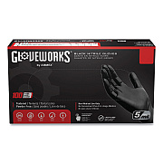 GloveWorks by AMMEX Industrial Nitrile Gloves, Powder-Free, 5 mil, Small, Black 100 Gloves/Box, 10 Boxes/Carton (AXCGPNB42100CT)
