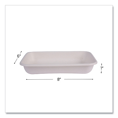 Eco-Products Vanguard Worldview Renewable and Compostable Sugarcane Take-Out Containers, 24 oz, 8 x 6 x 1, White, Sugarcane, 400/Carton (ECOEPSCRC24NFA)