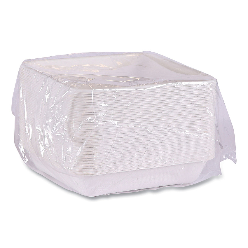 Eco-Products Vanguard Worldview Renewable and Compostable Sugarcane Take-Out Containers, 47 oz, 9 x 9 x 1.5, White, Sugarcane, 200/Carton (ECOEPSCS9TNFA)