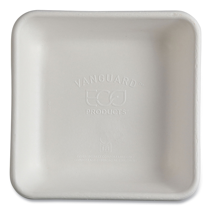 Eco-Products Vanguard Worldview Renewable and Compostable Sugarcane Take-Out Containers, 36 oz, 8 x 8 x 2, White, Sugarcane, 200/Carton (ECOEPSCS8TNFA)