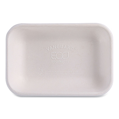 Eco-Products Vanguard Worldview Renewable and Compostable Sugarcane Take-Out Containers, 16 oz, 7 x 5 x 1, White, Sugarcane, 400/Carton (ECOEPSCRC16NFA)