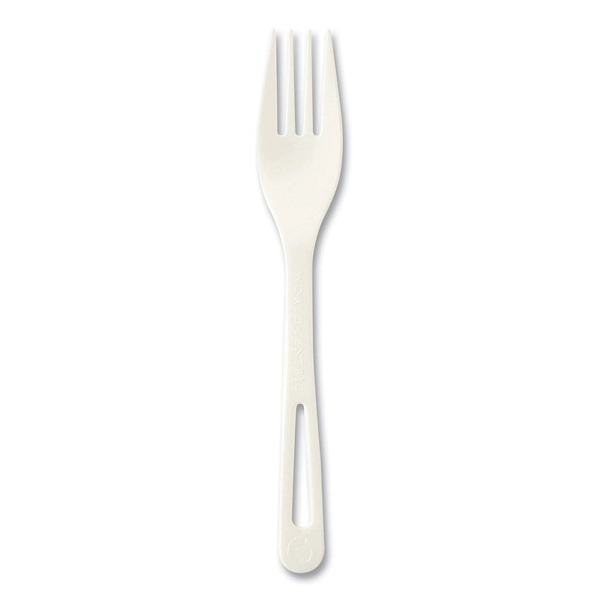 World Centric Cutlery Dispenser Refills, Fork, White, 100/Bag, 10 Bags/Carton (WORFOPS6DP)