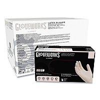 GloveWorks by AMMEX Latex Disposable Gloves, Powder-Free, 4 mil, Small, Ivory, 100 Gloves/Box, 10 Boxes/Carton (AXCTLF42100)
