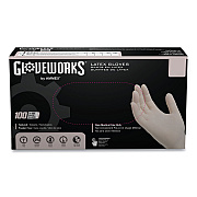 GloveWorks by AMMEX Latex Disposable Gloves, Powder-Free, 4 mil, Medium, Ivory, 100 Gloves/Box, 10 Boxes/Carton (AXCTLF44100)