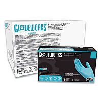 GloveWorks by AMMEX Industrial Nitrile Gloves, Powder-Free, 5 mil, Blue, Large, 100 Gloves/Box, 10 Boxes/Carton (AXCINPF46100)