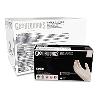 GloveWorks by AMMEX Latex Disposable Gloves, Powder-Free, 4 mil, X-Large, Ivory, 100 Gloves/Box, 10 Boxes/Carton (AXCTLF48100)