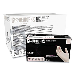 GloveWorks by AMMEX Latex Disposable Gloves, Powder-Free, 4 mil, X-Large, Ivory, 100 Gloves/Box, 10 Boxes/Carton (AXCTLF48100)