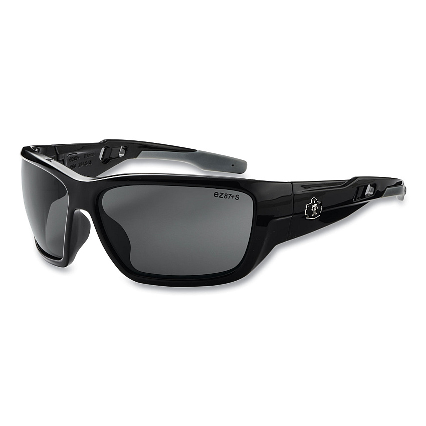 ergodyne Skullerz BALDR Safety Glasses, Black Nylon Impact Frame, Smoke Polycarbonate Lens (EGO57030)
