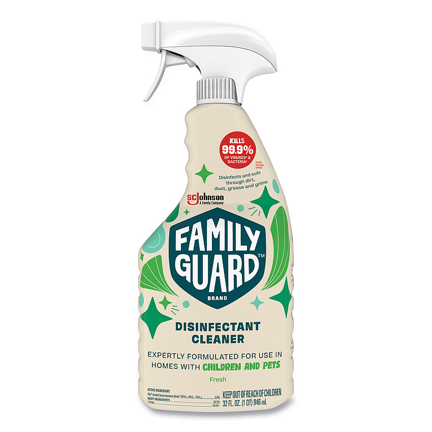 FamilyGuard Disinfectant, Fresh Scent, 32 oz Trigger Bottle, 8/Carton (SJN327118)