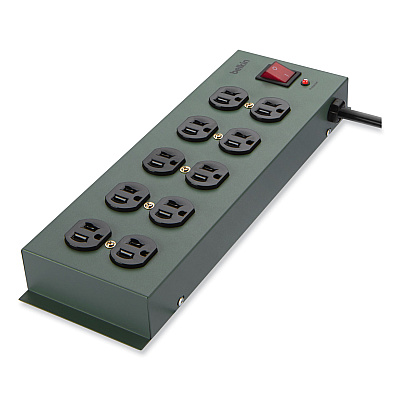 Belkin Metal SurgeMaster Surge Protector, 10 AC Outlets, 15 ft Cord, 885 J, Dark Gray (BLKF9D100015)
