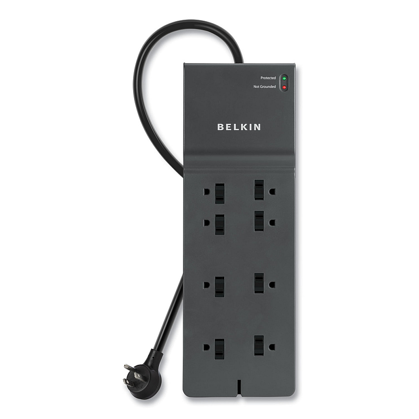Belkin Home/Office Surge Protector, 8 AC Outlets, 8 ft Cord, 2,500 J, Black (BLKBE10800008CM)