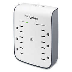 Belkin SurgePlus USB Wall Mount Charger, 6 AC Outlets/2 USB Ports, 900 J, White/Black (BLKBSV602TT)