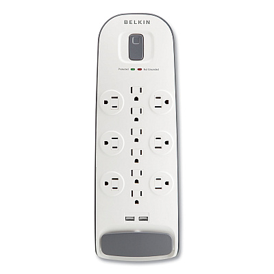 Belkin Home/Office Surge Protector, 12 AC Outlets, 6 ft Cord, 3,996 J, White/Black (BLKBV11205006)