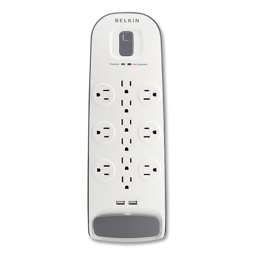 Belkin Home/Office Surge Protector, 12 AC Outlets, 6 ft Cord, 3,996 J, White/Black (BLKBV11205006)