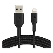 Belkin BOOST CHARGE Braided Apple Lightning to USB-A ChargeSync Cable, 6.6 ft, Black (CAA002BT2MBK)