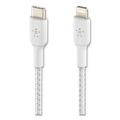 Belkin BOOST CHARGE Braided Apple Lightning to USB-C ChargeSync Cable, 3.3 ft, White (CAA004BT1MWH)