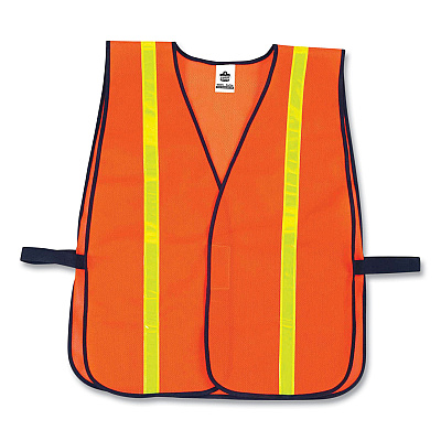 ergodyne 8040HL Non-Certified Hi-Gloss Vest, Polyester, One Size Fits Most, Orange (EGO20070)