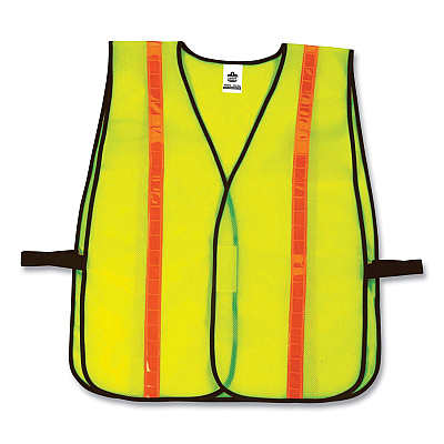 ergodyne GloWear 8040HL Non-Certified Hi-Gloss Vest, Polyester, One Size Fits Most, Lime (EGO20080)