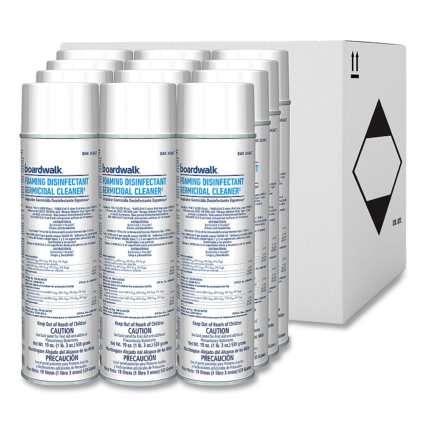 Boardwalk Foaming Disinfectant Germicidal Cleaner, Flowery Scent, 19 oz Aerosol Can, 12/Carton (BWK343ACT)