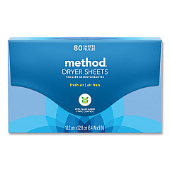 Method Dryer Sheets, Fresh Air, 80/Box, 6 Boxes/Carton (MTH318048)