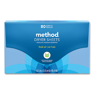 Method Dryer Sheets, Fresh Air, 80/Box, 6 Boxes/Carton (MTH318048)