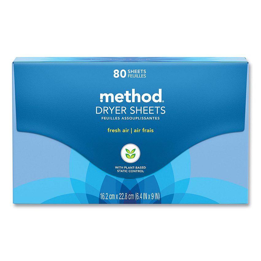 Method Dryer Sheets, Fresh Air, 80/Box, 6 Boxes/Carton (MTH318048)