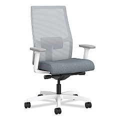 HON Ignition 2.0 4-Way Stretch Mid-Back Task Chair, Supports 300 lb, 17" to 21" Seat Height, Basalt Seat, Fog Back, White Base (HONI2M2AFA25RDW)