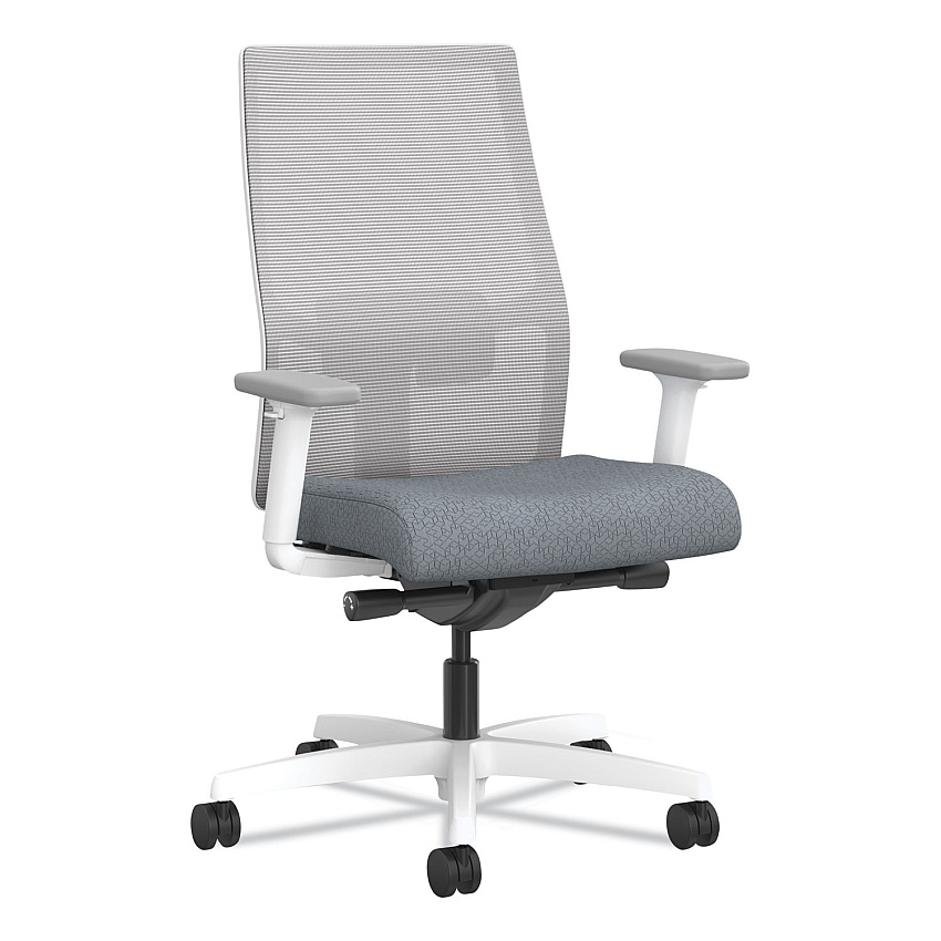 HON Ignition 2.0 4-Way Stretch Mid-Back Mesh Task Chair, Supports 300 lb, 17" to 20" Seat Height, Basalt/Fog/White (HONI2MM2AFA25YX)