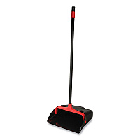 O-Cedar Commercial Maxi-Plus Lobby Dust Pan with Rear Wheels, 13 x 35, 30" Handle, Plastic, Black, 6/Carton (96208CT)