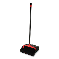 O-Cedar Commercial Maxi-Plus Lobby Dust Pan with Rear Wheels, 13 x 35, 30" Handle, Plastic, Black, 6/Carton (96208CT)
