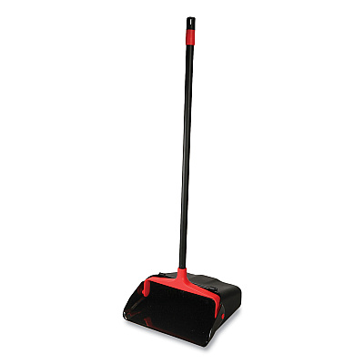 O-Cedar Commercial Maxi-Plus Lobby Dust Pan with Rear Wheels, 13 x 35, 30" Handle, Plastic, Black, 6/Carton (96208CT)