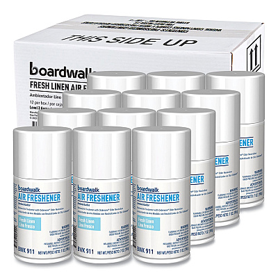 Boardwalk Metered Air Freshener Refill, Fresh Linen Scent Refill, 7 oz Aerosol Can, 12/Carton (BWK911)