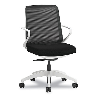 HON Cliq Office Chair, Supports Up to 300 lb, 17" to 22" Seat Height, Black Seat, Black Back, White Base (HONCLQIMCU10DW)