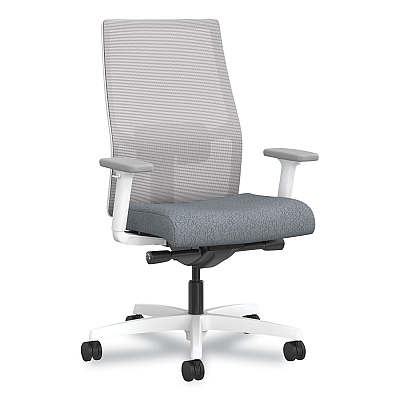 HON Ignition 2.0 4-Way Stretch Mid-Back Task Chair, Orange Adjustable Lumbar Support, Basalt Seat, Fog Back, White Base (HONI2MM2AFA25MX)