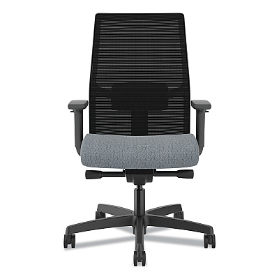 HON Ignition 2.0 4-Way Stretch Mid-Back Mesh Task Chair, Gray Adjustable Lumbar Support, Basalt/Black (HONI2M2BMLA25TK)