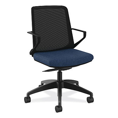 HON Cliq Office Chair, Supports Up to 300 lb, 17" to 22" Seat Height, Navy Seat, Black Back, Black Base (HONCLQIMAPX13T)
