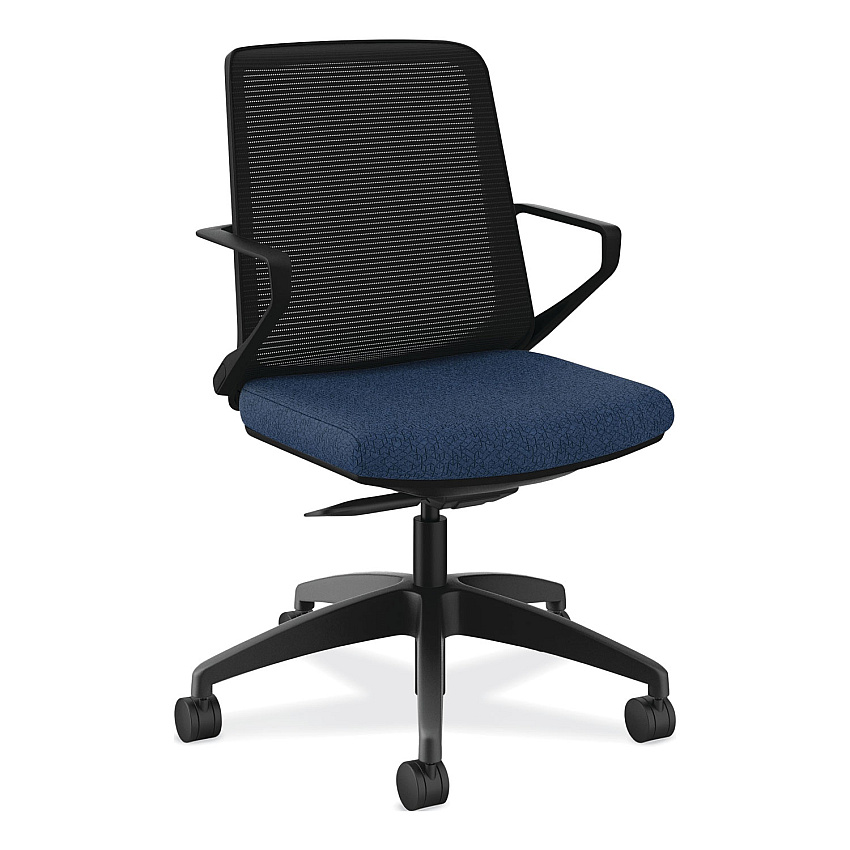 HON Cliq Office Chair, Supports Up to 300 lb, 17" to 22" Seat Height, Navy Seat, Black Back, Black Base (HONCLQIMAPX13T)