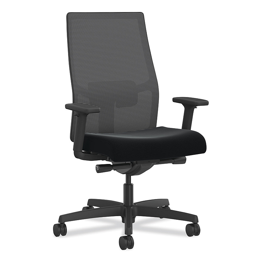 HON Ignition 2.0 4-Way Stretch Mid-Back Task Chair, Green Adjustable Lumbar Support, Black Seat, Black Back, Black Base (HONI2MM2AMC10KT)