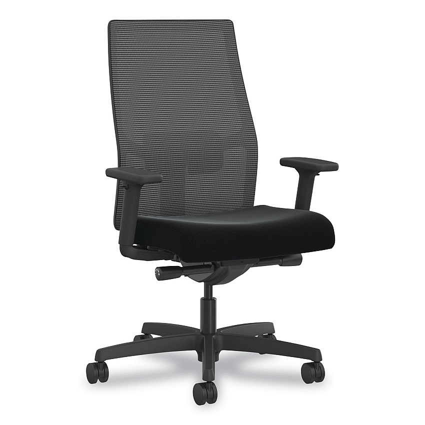 HON Ignition 2.0 4-Way Stretch Mid-Back Mesh Task Chair, Orange Adjustable Lumbar Support, Black (HONI2MM2AMC10MT)