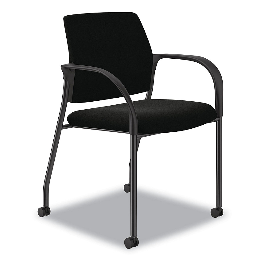 HON Ignition Series Guest Chair with Arms, Polyurethane Fabric Seat, 25" x 21.75" x 33.5", Black (HONIS109HUR10)