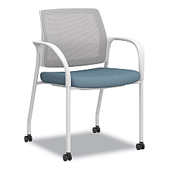 HON Ignition Series Mesh Back Mobile Stacking Chair, Fabric Seat, 25 x 21.75 x 33.5, Carolina/Fog/White (HONI2S6FHFL21K7)