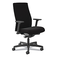 HON Ignition 2.0 Upholstered Mid-Back Task Chair, 17" to 21.5" Seat Height, Black Fabric Seat/Back (HONI2U2AHCU10TK)