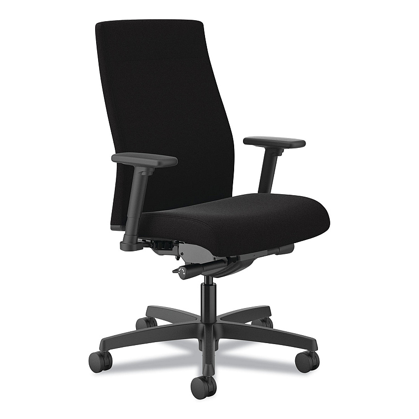 HON Ignition 2.0 Upholstered Mid-Back Task Chair, 17" to 21.5" Seat Height, Black Fabric Seat/Back (HONI2U2AHCU10TK)