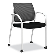HON Ignition Series Mesh Back Mobile Stacking Chair, Fabric Seat, 25 x 21.75 x 33.5, Black/White (HONI2S6FHFC10K7)
