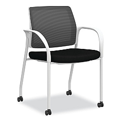 HON Ignition Series Mesh Back Mobile Stacking Chair, Fabric Seat, 25 x 21.75 x 33.5, Black/White (HONI2S6FHFC10K7)