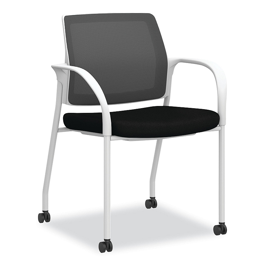 HON Ignition Series Mesh Back Mobile Stacking Chair, Fabric Seat, 25 x 21.75 x 33.5, Black/White (HONI2S6FHFC10K7)