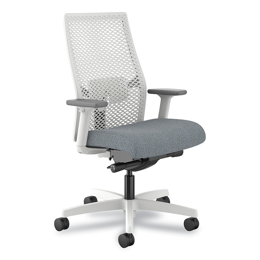 HON Ignition 2.0 Reactiv Mid-Back Task Chair, 17.25" to 21.75" Seat Height, Basalt Fabric Seat, White Back (HONI2MR2ARA25DX)