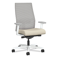 HON Ignition 2.0 4-Way Stretch Mid-Back Task Chair, White Adjustable Lumbar Support, Biscotti Seat, Fog Back, White Base (HONI2MM2AFH11WX)