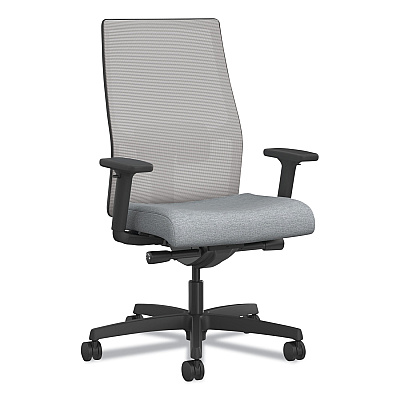HON Ignition 2.0 4-Way Stretch Mid-Back Mesh Task Chair, White Adjustable Lumbar Support, Cloud Seat, Fog Back, White Base (HONI2MM2AFH18BT)